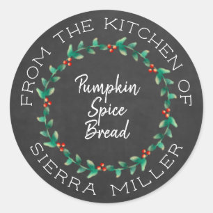 Sticker Rond Tableau noir Noël Holly Wreath cuisine Traitements