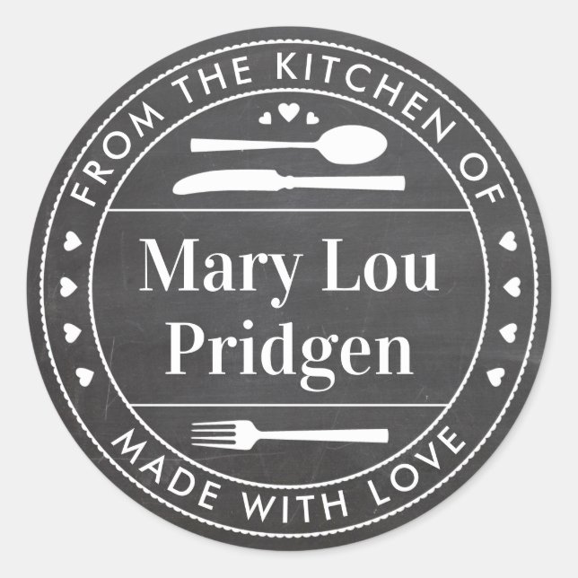 Sticker Rond Tableau noir pour cadeau gourmand de la cuisine (Devant)