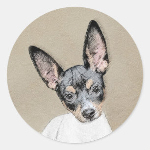 Sticker Rond Tableau Rat Terrier - Cute Original Chien Art