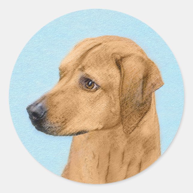 Sticker Rond Tableau Rhodesian Ridgeback - Art Chien original (Devant)