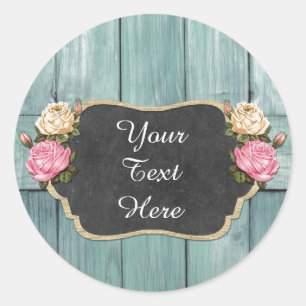 Sticker Rond Tableau rustique de pays de roses vintages