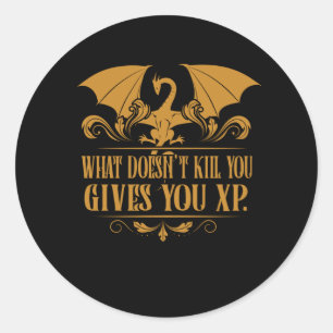 Sticker Rond Tabletop RPG Addict XP Dragon Dungeon