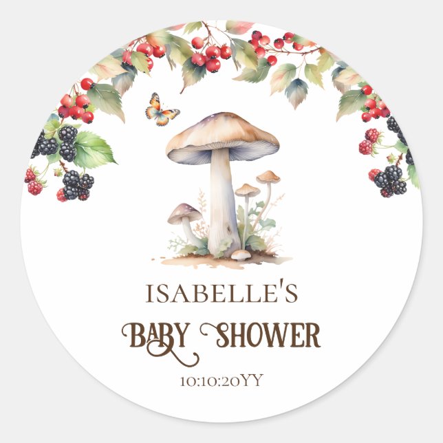 Sticker Rond Tabouret en bois et Baby shower d'automne de champ (Devant)