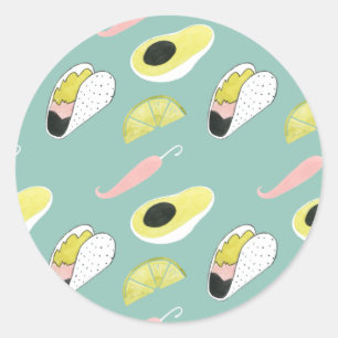 Sticker Rond Taco à propos d'amour Motif d'élément Taco