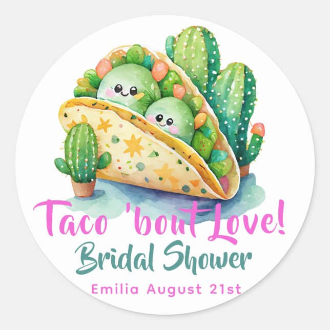 Sticker Rond Taco 'Bout Love ! Fête des mariées dernière (Devant)