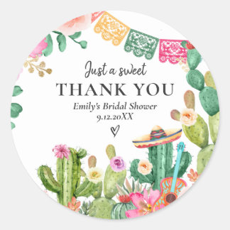 Sticker Rond Taco 'Bout Love Fiesta Couple Shower Cactus
