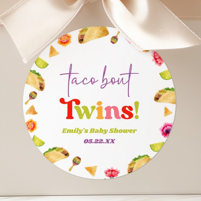 Sticker Rond Taco Bout Twins ! Baby shower Fiesta (Créateur téléchargé)
