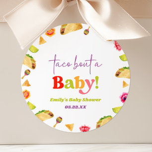 Sticker Rond Taco Bout Un Bébé ! Baby shower Fiesta