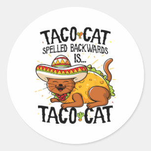Sticker Rond Taco Chat Spiré Byckwards Est Taco Chat Chemise Dr
