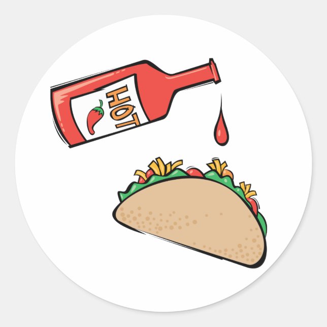 Sticker Rond Taco et sauce chaude (Devant)