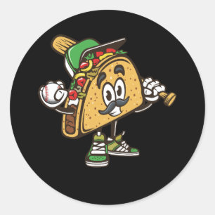 Sticker Rond Taco Jouer De Baseball Softball Tacos Festi Mexica