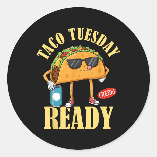 Sticker Rond Taco Mardi Prêt Cinco De Mayo Drôle Foo Mexicain (Devant)