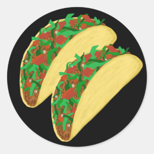 Sticker Rond Taco Time - mangeons des tacos noirs