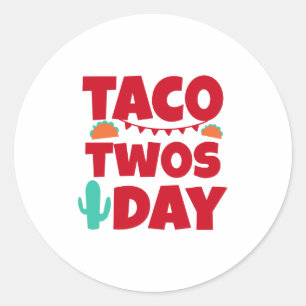 Sticker Rond Taco Twosday 2e fête d'anniversaire