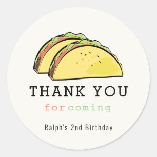 Sticker Rond Taco Twosday Cream 2ème anniversaire Merci