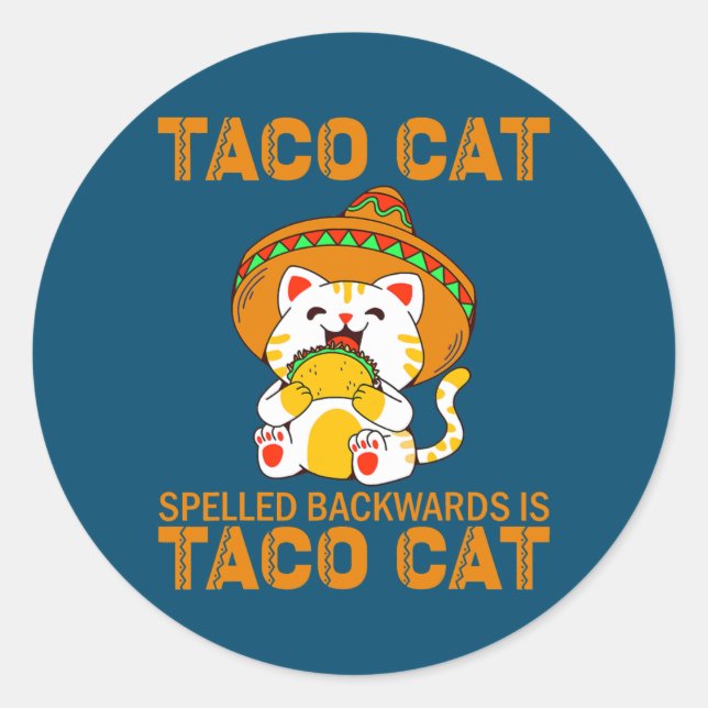 Sticker Rond TacoCat pour enfants Taco Cat Cinco de Mayo TacoCa (Devant)