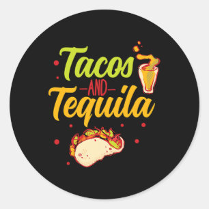 Sticker Rond Tacos Et Tequila Cinco De Mayo