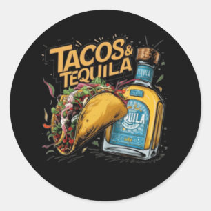 Sticker Rond Tacos & Tequila
