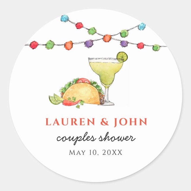 Sticker Rond Tacos & Tequila Fiesta  Enterrement de vie de jeun (Devant)
