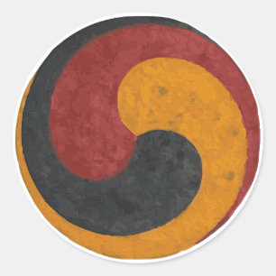 Sticker Rond Taegeuk en rouge, noir et or