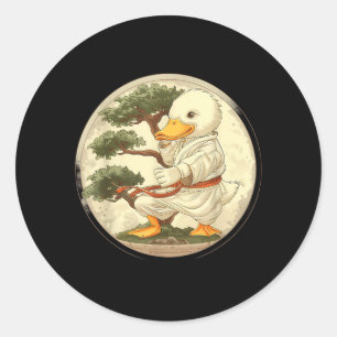 Sticker Rond Taekwondo Canard Arbre Bonsaï Mma Arts Martiaux Ka