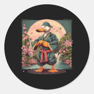 Sticker Rond Taekwondo Canard Sakura Coucher de soleil Mma Mont