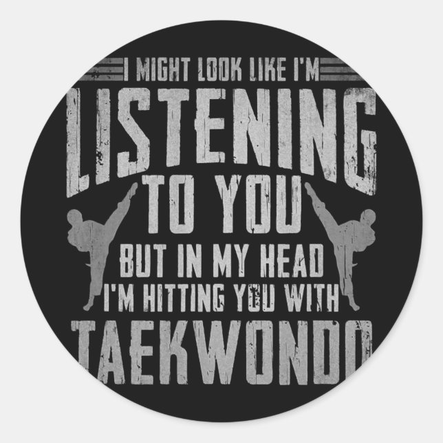 Sticker Rond Taekwondo Gifts For Boys Girls Adults TKD  (Devant)