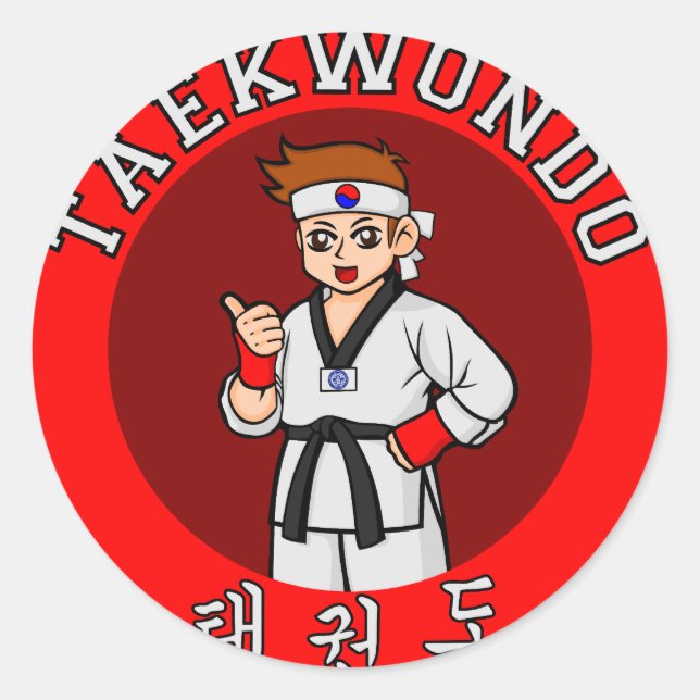 Sticker Rond taekwondo guy badge 1 (Devant)