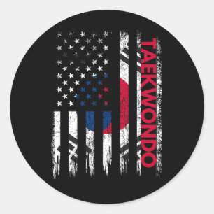 Sticker Rond Taekwondo Karate Arts martiaux entraînement Drapea