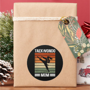 Sticker Rond Taekwondo Maman Retro Martial Arts Maman Cadeau