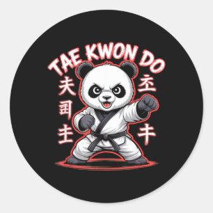 Sticker Rond Taekwondo Panda - Drôle de MMA Tkd coréen