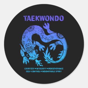 Sticker Rond Taekwondo TKD Tae Kwon Do Dragon Art Arts Martiaux