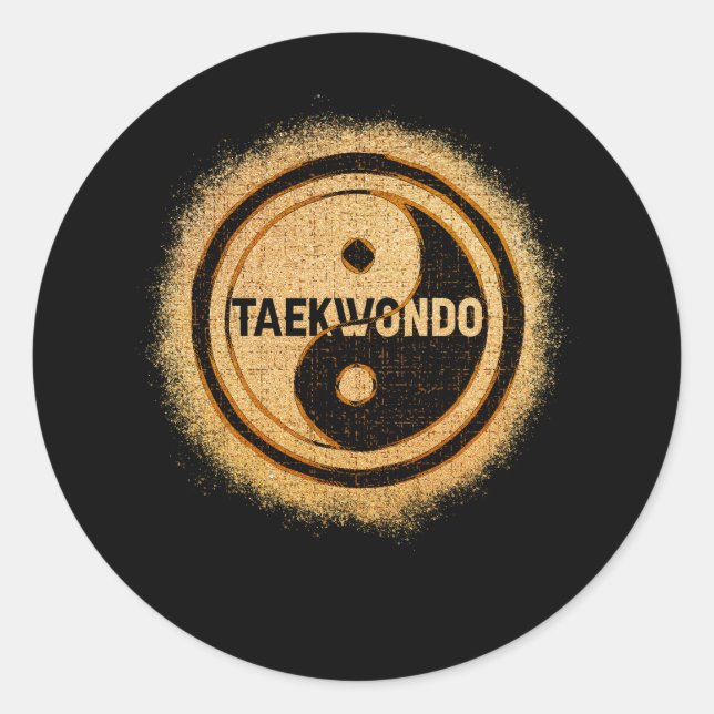 Sticker Rond Taekwondo Yin Yang Chinese Tae Kwon Do Dualité Mar (Devant)