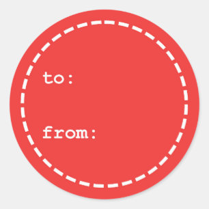 Sticker Rond Tag cadeau de Noël Rouge et Blanc