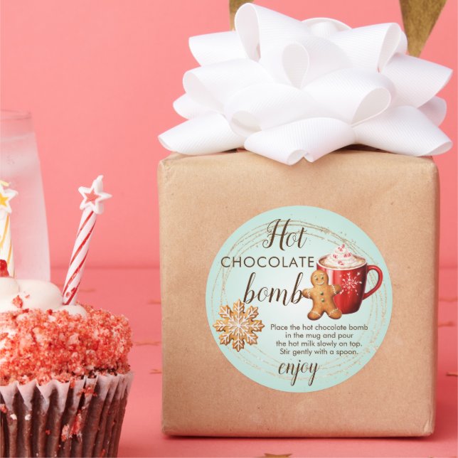 Sticker Rond Tag de bombe chocolat chaud (Fête)