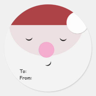 Sticker Rond Tag de Noël de Père Noël dormant, À : De :
