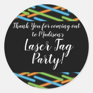 Sticker Rond Tag Laser de Neon Laser Ado Fête Anniversaire