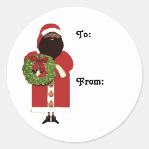 Sticker Rond Tags cadeaux de Noël Père Noël