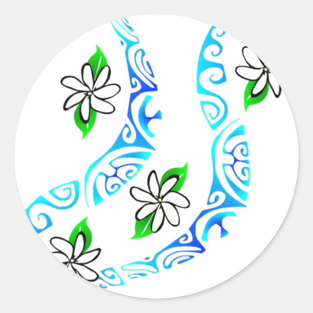 Sticker Rond TAITIARE (Bleu) (Devant)