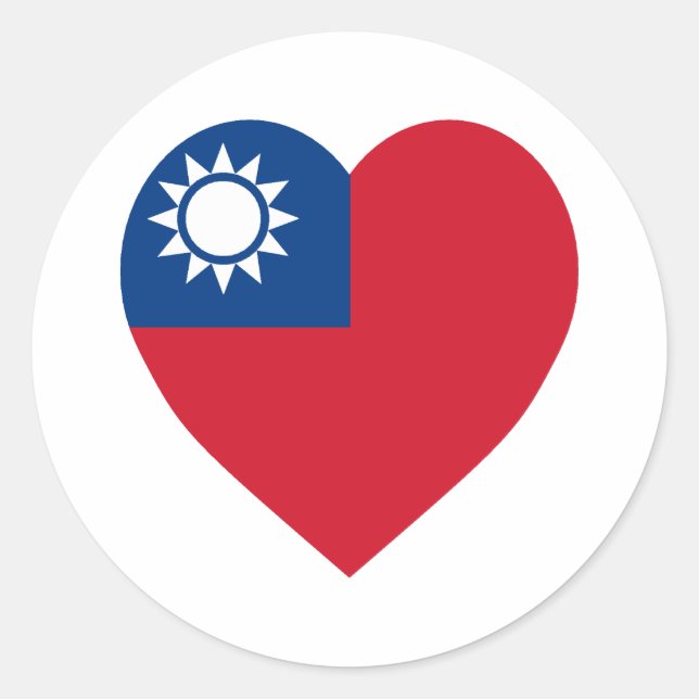 Sticker Rond Taïwan Chine - Coeur du drapeau (Devant)