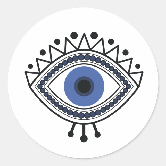 Sticker Rond Talisman oeil mal, symbole oeil bleu (Devant)