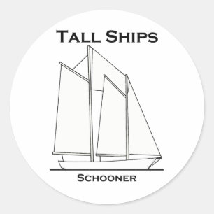 Sticker Rond Tall Ships Gaff-Rigging Schooner (plan de voile)