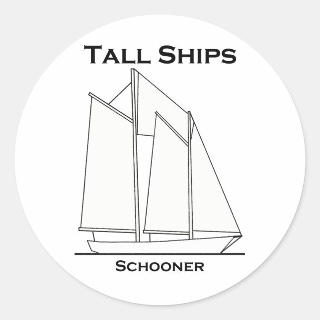 Sticker Rond Tall Ships Gaff-Rigging Schooner (plan de voile) (Devant)
