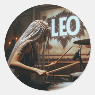 Sticker Rond Tambours de musiciens Leo Zodiac