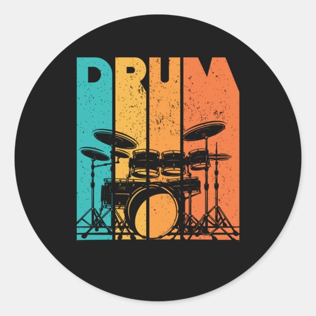 Sticker Rond Tambours | Drumming Lover Drummer Cadeau (Devant)