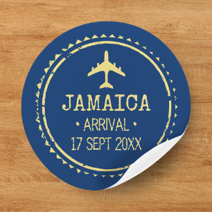 Sticker Rond Tampon de passeport Jamaïque Destination Mariage b
