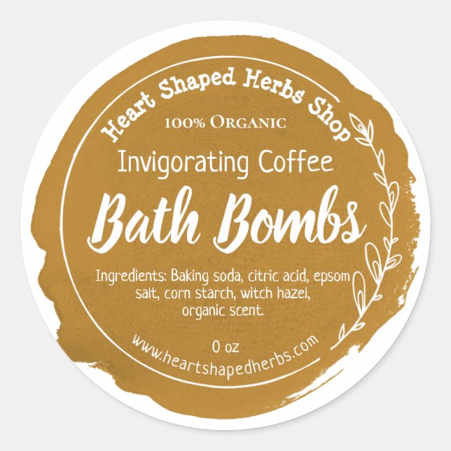 Sticker Rond Tan Brown café Aquarelle Bombe (Devant)