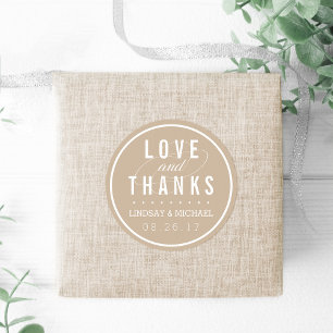 Sticker Rond Tan et mariage blanc Favoriser le Merci