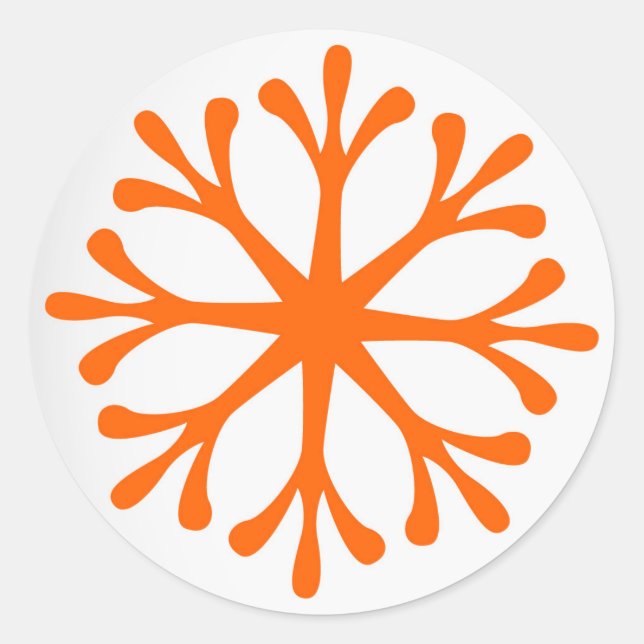 Sticker Rond Tangerine/Orange Snowflake Étiquettes/Stickers de  (Devant)