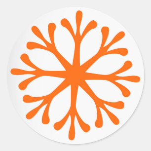 Sticker Rond Tangerine/Orange Snowflake Étiquettes/Stickers de 
